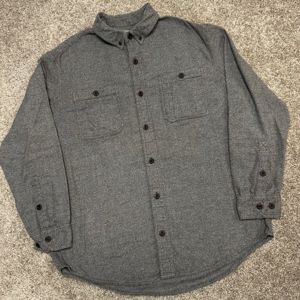 Duluth Trading Button‎ Down Shirt Men Size Large Relaxed Fit Birdseye Weave